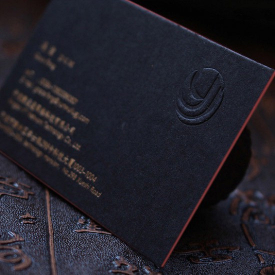 Specialty Thick Black Business Cards Foil Stamping Finish + (Embossing or Debossing) + (Edge Foil or Edge Paint Option)