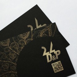 Specialty Thick Black Business Cards Metallic Gold/Silver Print Single or Double Sided