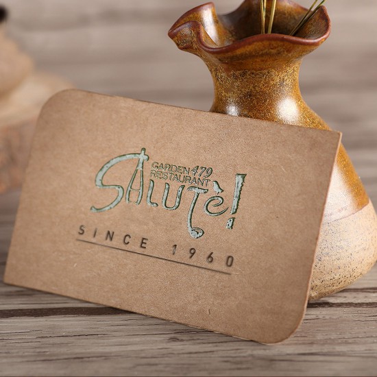 Specialty Thick Kraft Paper Business Cards (3D Raised UV One Side)