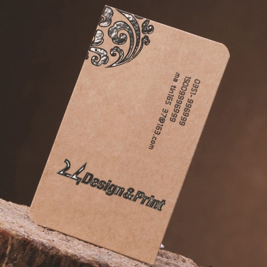 Specialty Thick Kraft Paper Business Cards (3D Raised UV One Side)