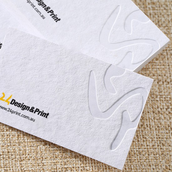 Specialty Super Thick White Cotton Paper Business Cards + embossing or debossing finish + (Edge Foil or Edge Paint Option) 