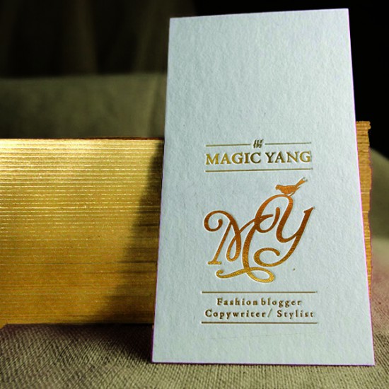 Specialty Super Thick White Cotton Paper Business Cards + foil stamping finish + (Edge Foil or Edge Paint Option) 