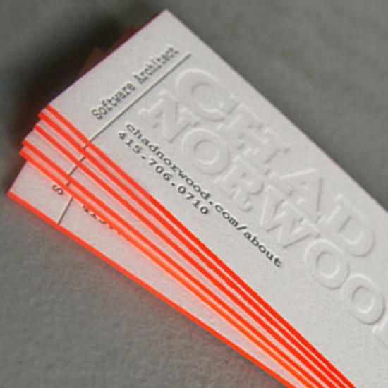 Specialty Super Thick White Cotton Paper Business Cards + Letterpress finish + (Edge Foil or Edge Paint Option)